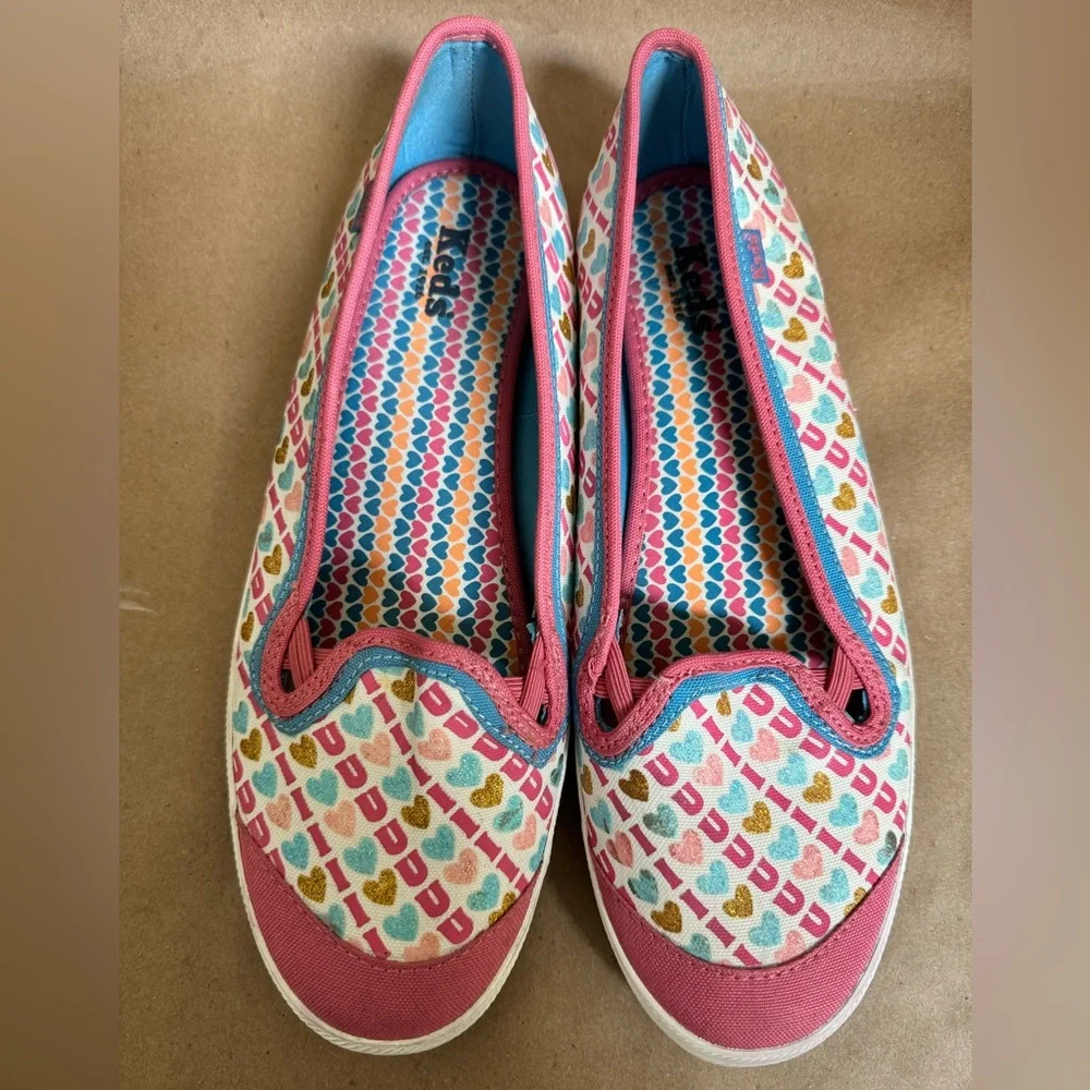 Keds Pink and Blue I Love You Glitter Slip On Canvas Sneaker. Size 10 - Picture 6 of 8